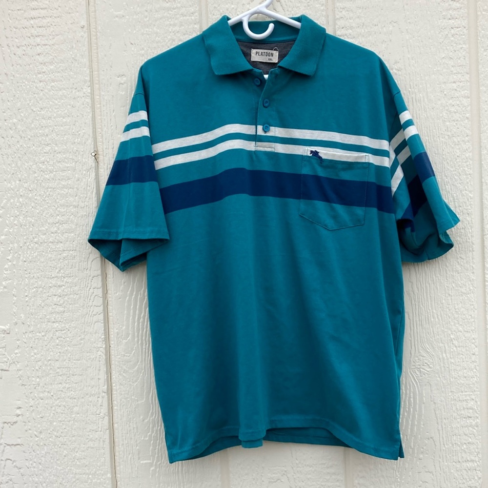 SALE PRICE Platoon Striped Polo Men’s Sz XXL Short Sleeves Logo One Chest Pocket